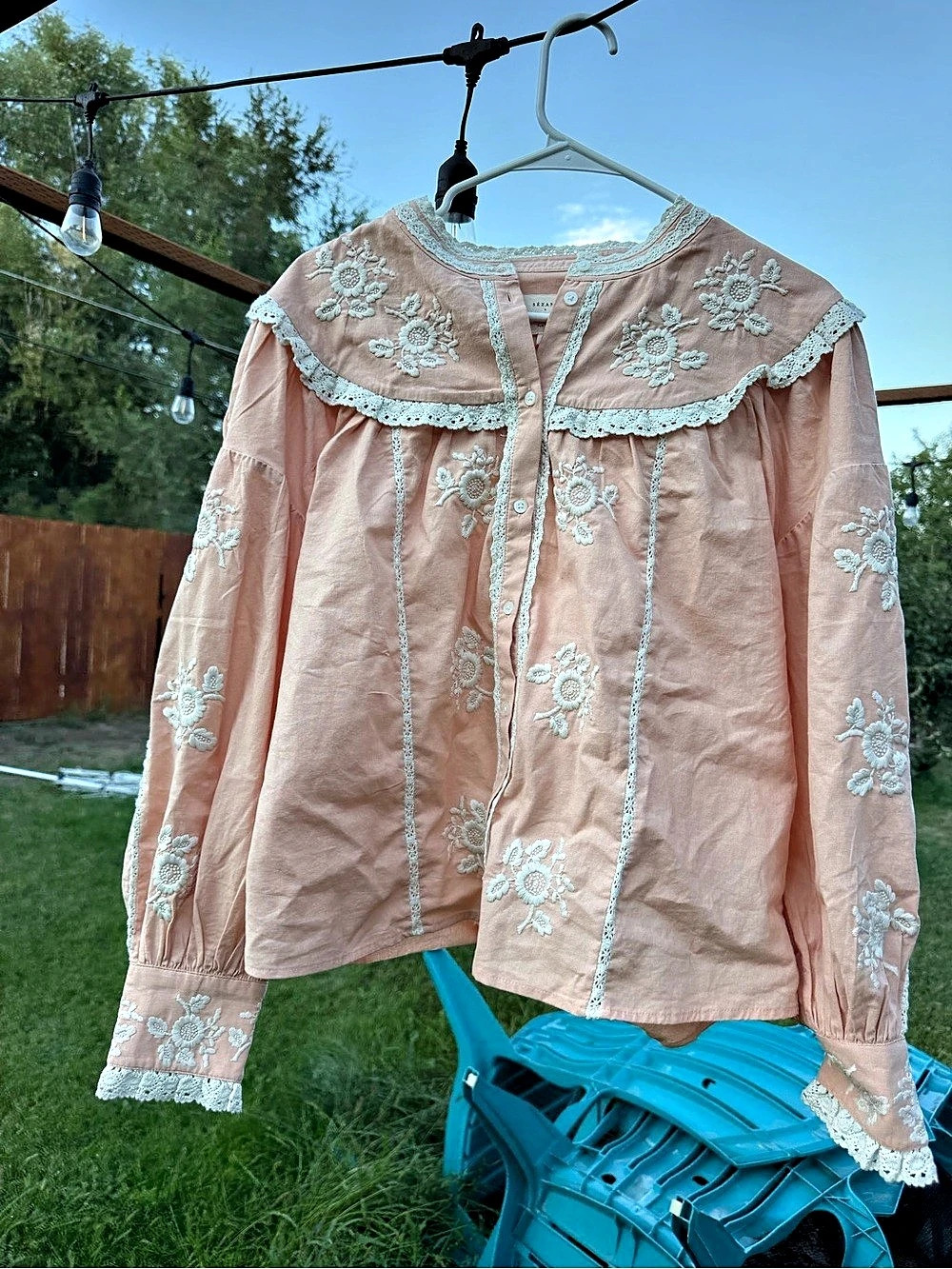 Sézane Orla Shirt Floral Blouse Pink & White size 36